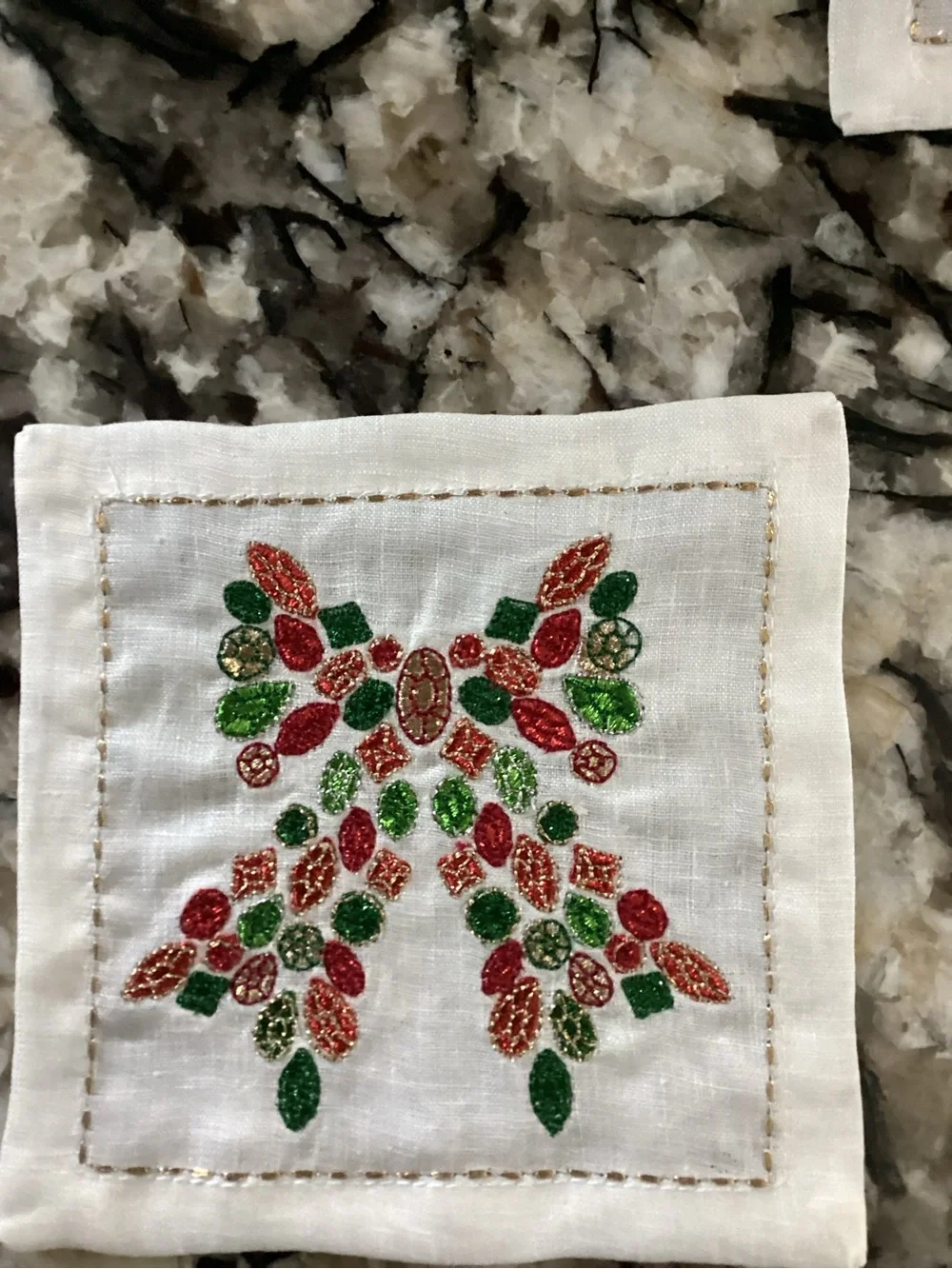 Kim Seybert Embroidered Holiday Nostalgia Cocktail Napkins